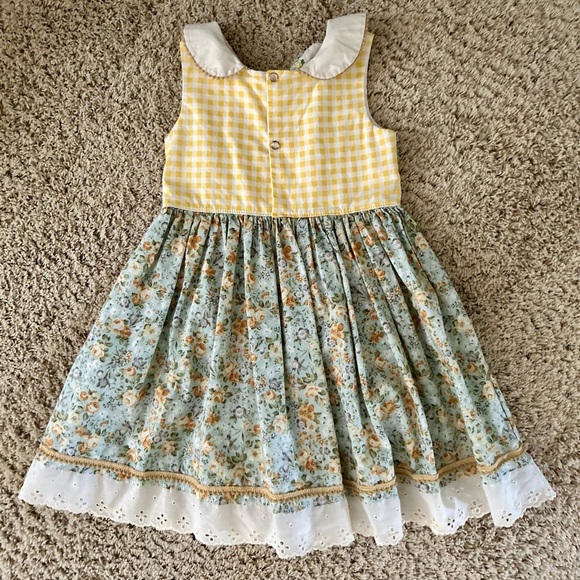 JK Heirloom Yellow Floral Girls Boutique Dress Size 6 - Picture 6 of 13